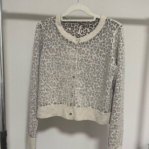 Free People Leopard Print Cropped Cardigan - Size M - Like New!